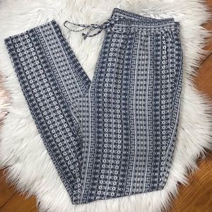 Vince 100% Silk Aztec Stripe Print Track Pants